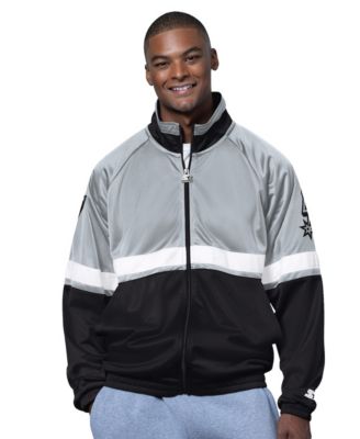 Men's Black/White San Antonio Spurs The Veteran Tricot Track Raglan Full-Zip Jacket