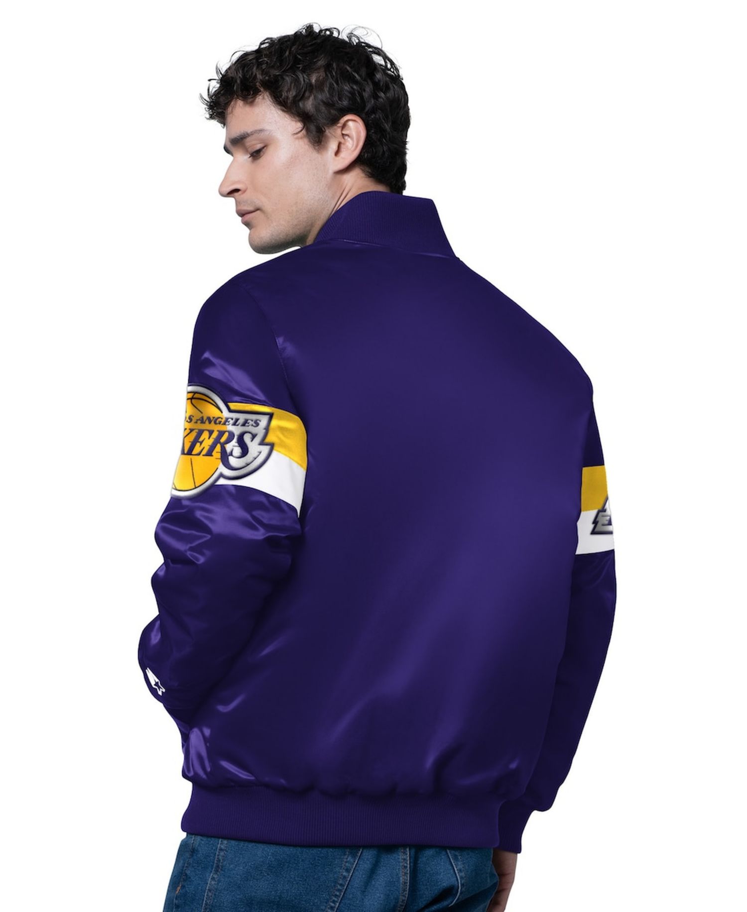 Men's Purple Los Angeles Lakers Triple Option Varsity Full-Snap Satin Jacket