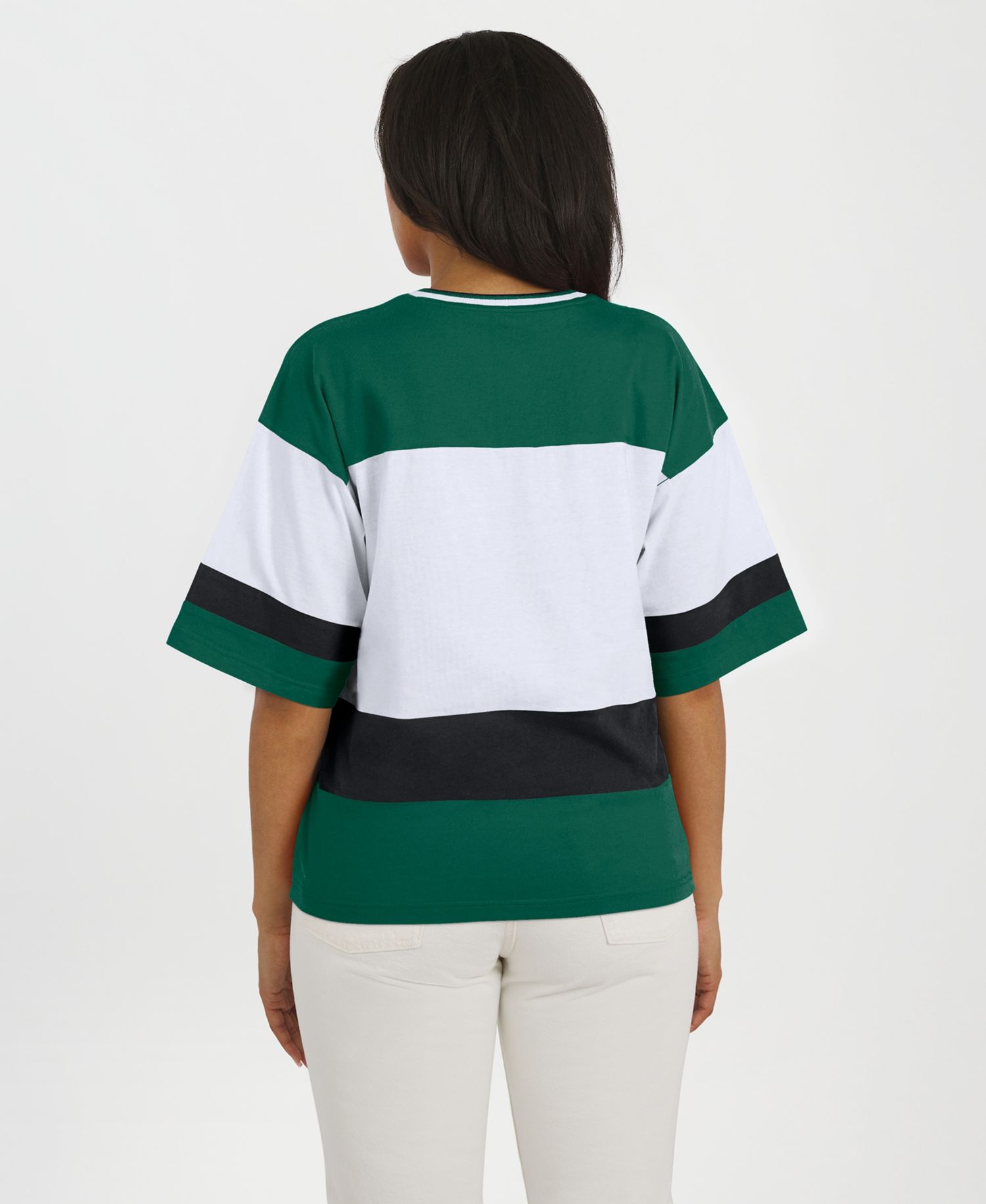 Women's Green/White Minnesota Wild Jersey Style T-Shirt