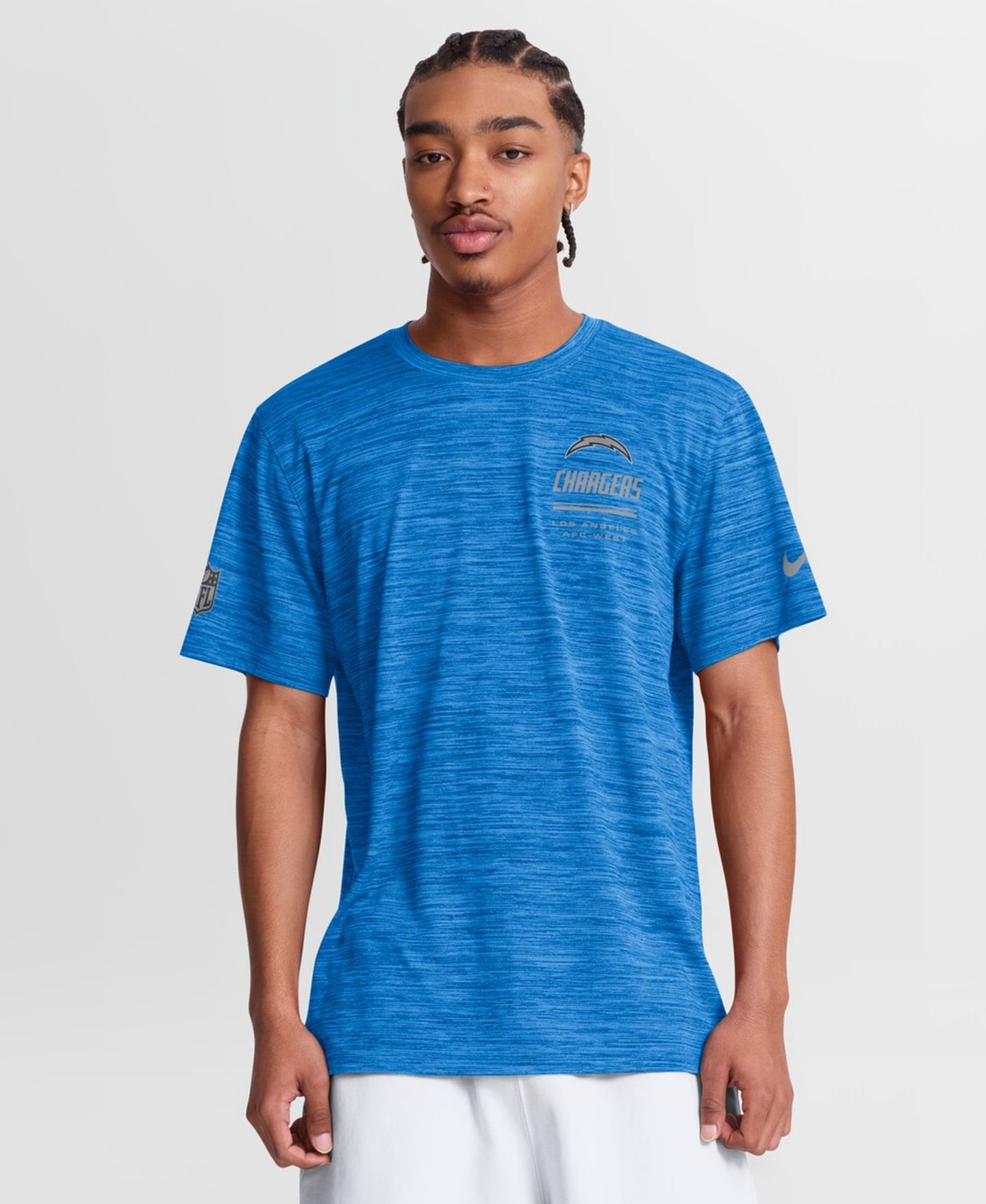 Мужская футболка Nike Powder Blue Los Angeles Chargers Sideline Double Covered Dri-FIT Velocity — фото 3