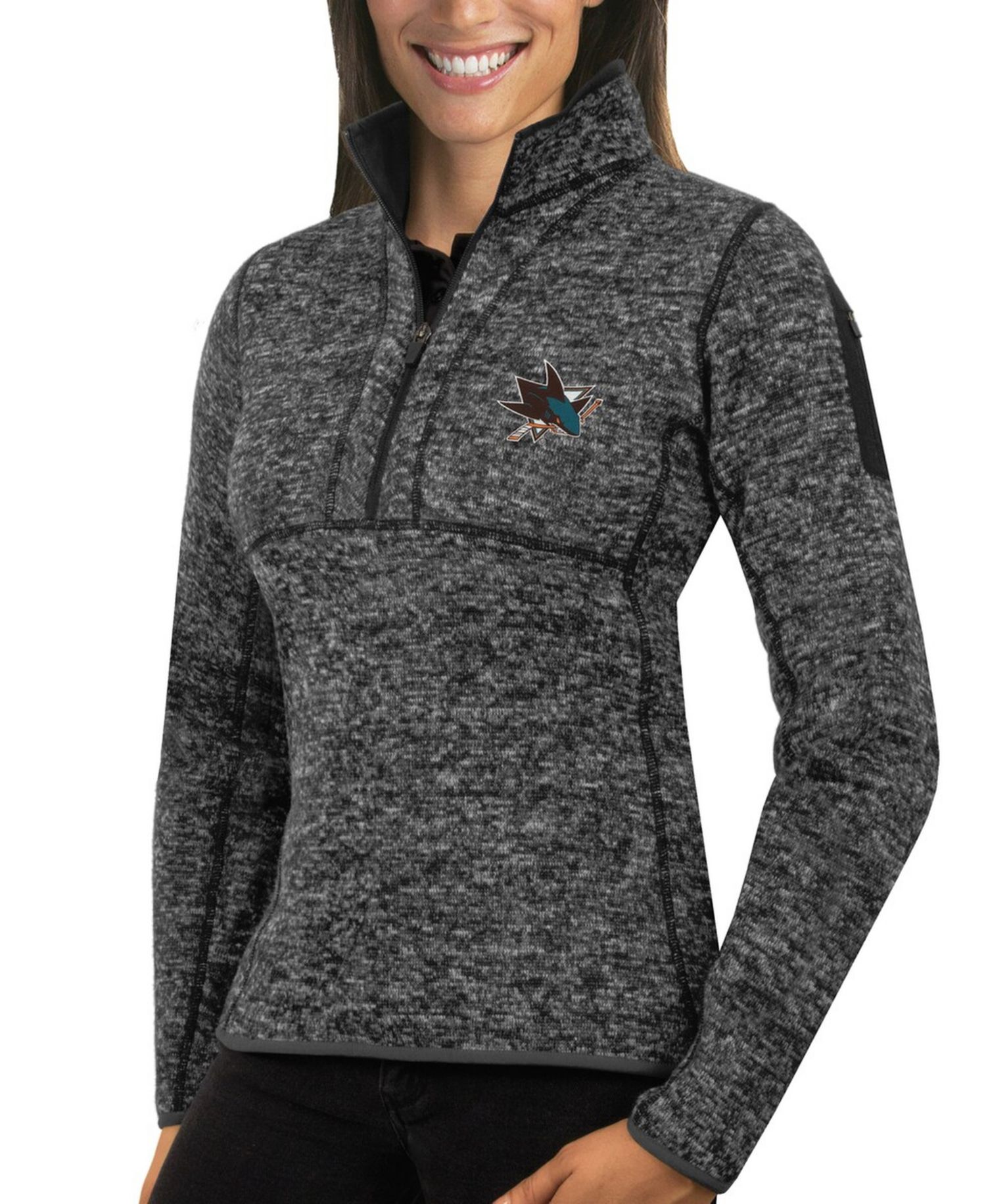 Women's Charcoal San Jose Sharks Fortune Half-Zip Sweatshirt