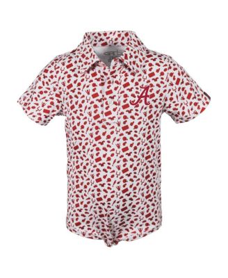Baby Boys and Girls Crimson Alabama Crimson Tide Tom Allover Print Performance Polo Bodysuit