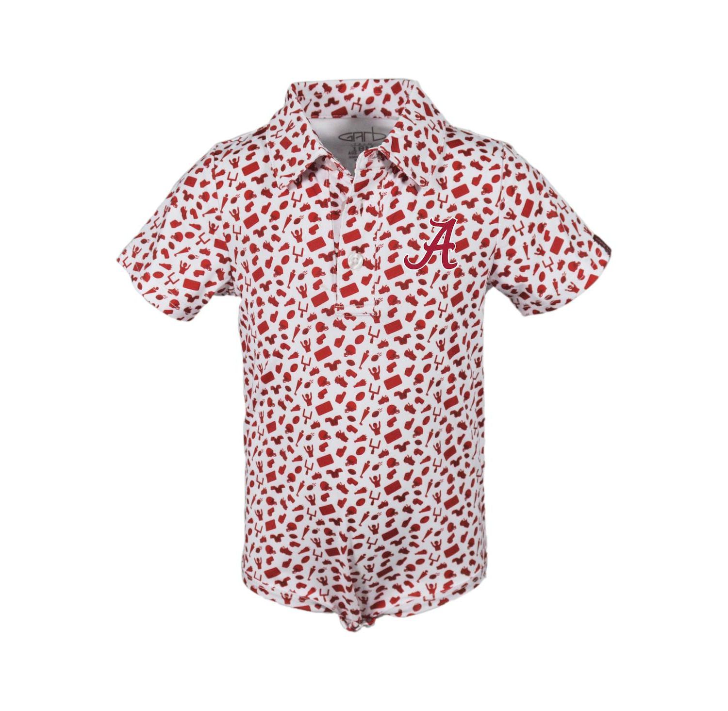 Baby Boys and Girls Crimson Alabama Crimson Tide Tom Allover Print Performance Polo Bodysuit