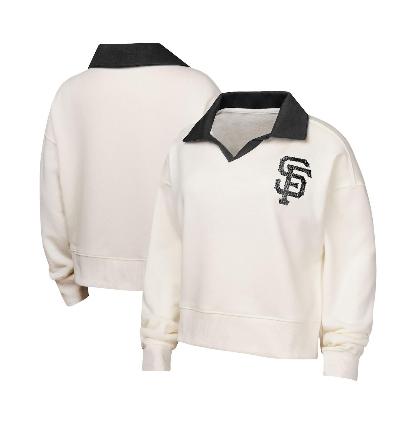 Толстовка Outerstuff White San Francisco Giants Ballpark Hit Collared V-Neck Pullover для девочек — фото 1