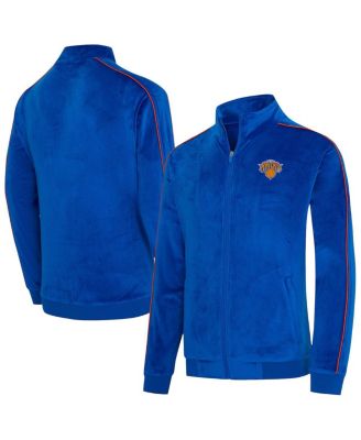Men's and Women's Blue New York Knicks Archives Velour Full-Zip Jacket