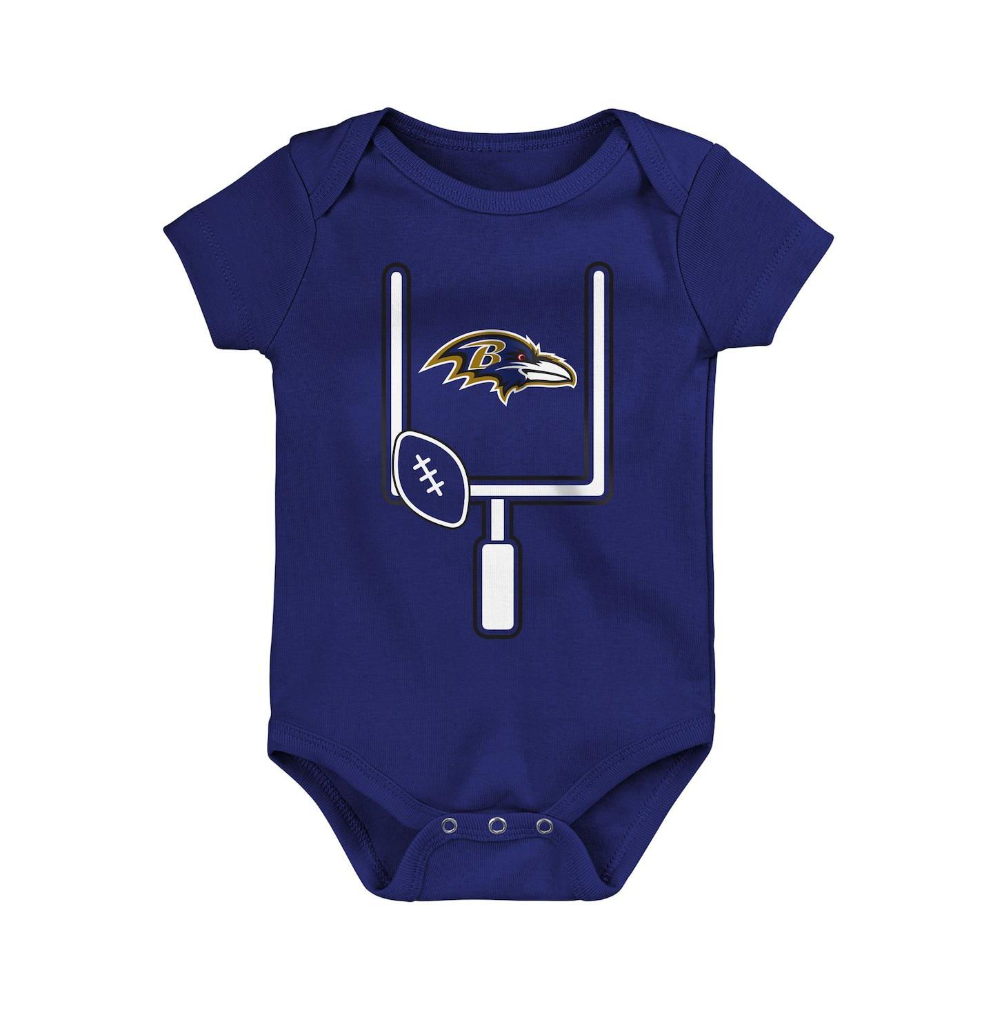 Outerstuff Baby Boys and Girls 3-Pack Baltimore Ravens Littlest Player Bodysuit Set — фото 4