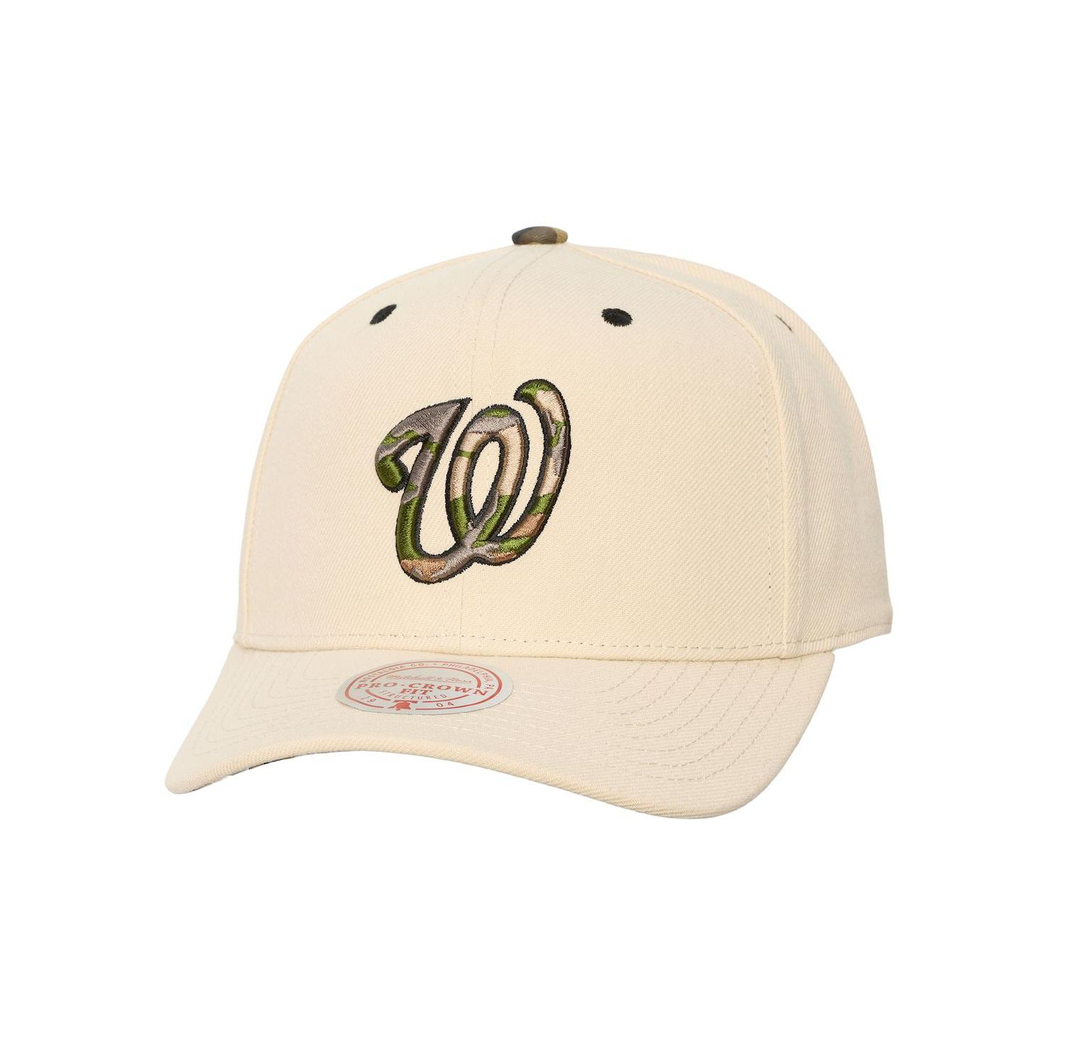 Men's and Women's Cream Washington Nationals Camo Logo Pro Crown Snapback Hat