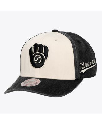 Men's and Women's Cream/Black Milwaukee Brewers Snow Block Pro Crown Snapback Hat