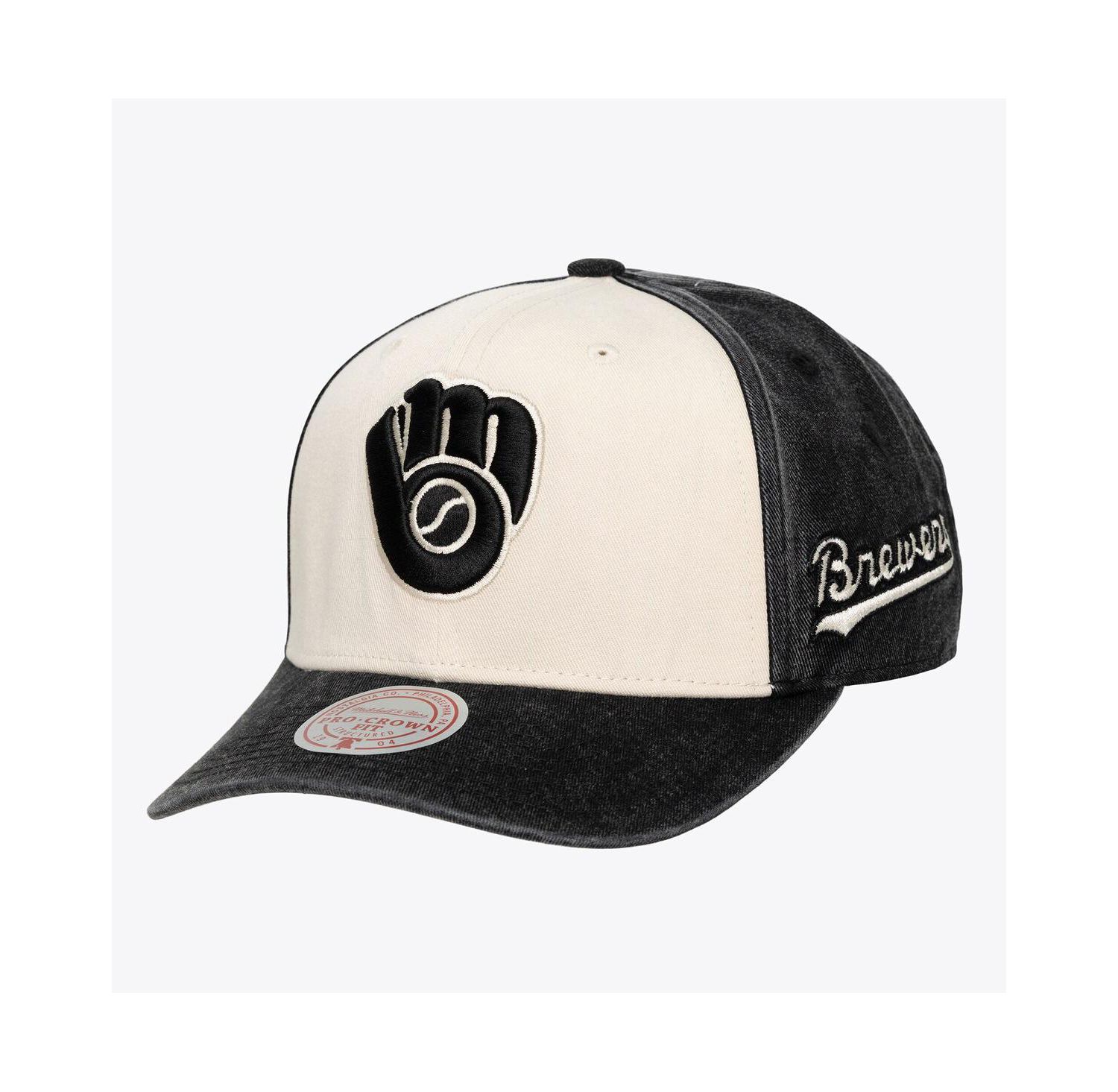 Men's and Women's Cream/Black Milwaukee Brewers Snow Block Pro Crown Snapback Hat