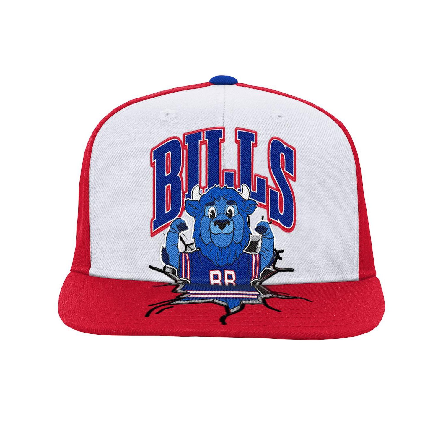 Big Boys and Girls White Buffalo Bills Team Mascot Snapback Hat