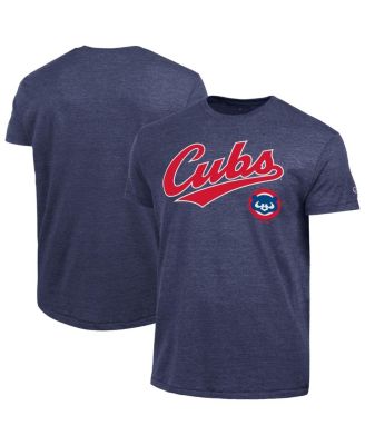 Men's Navy Chicago Cubs Cooperstown Wordmark Lockup Tri-Blend T-Shirt