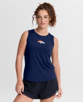 Women's Navy Denver Broncos Draped Mesh&nbsp;Back Performance Tank Top