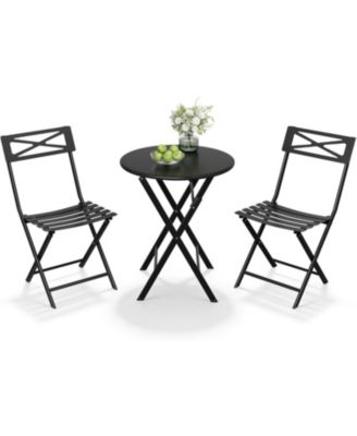 3Pieces Bistro Set, Outdoor/Indoor Folding Patio Furniture Set, Space Saving Folding Design, Outdoor Table and Chairs Set for Patio