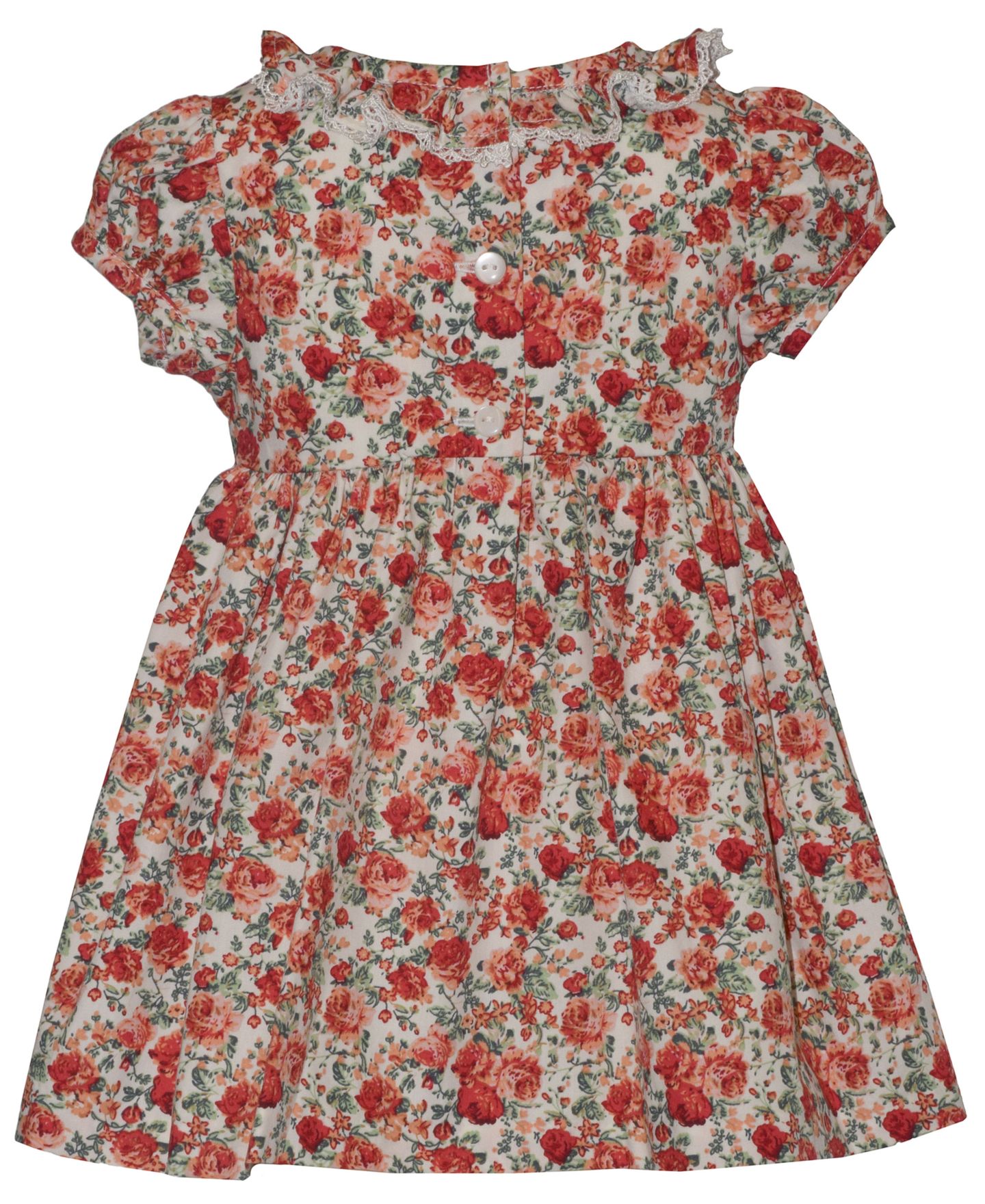 Платье Bonnie Baby Smocked Roses Short-Sleeve Dress для девочек-малышей, цвет: Слоновая кость / Красный — фото 2