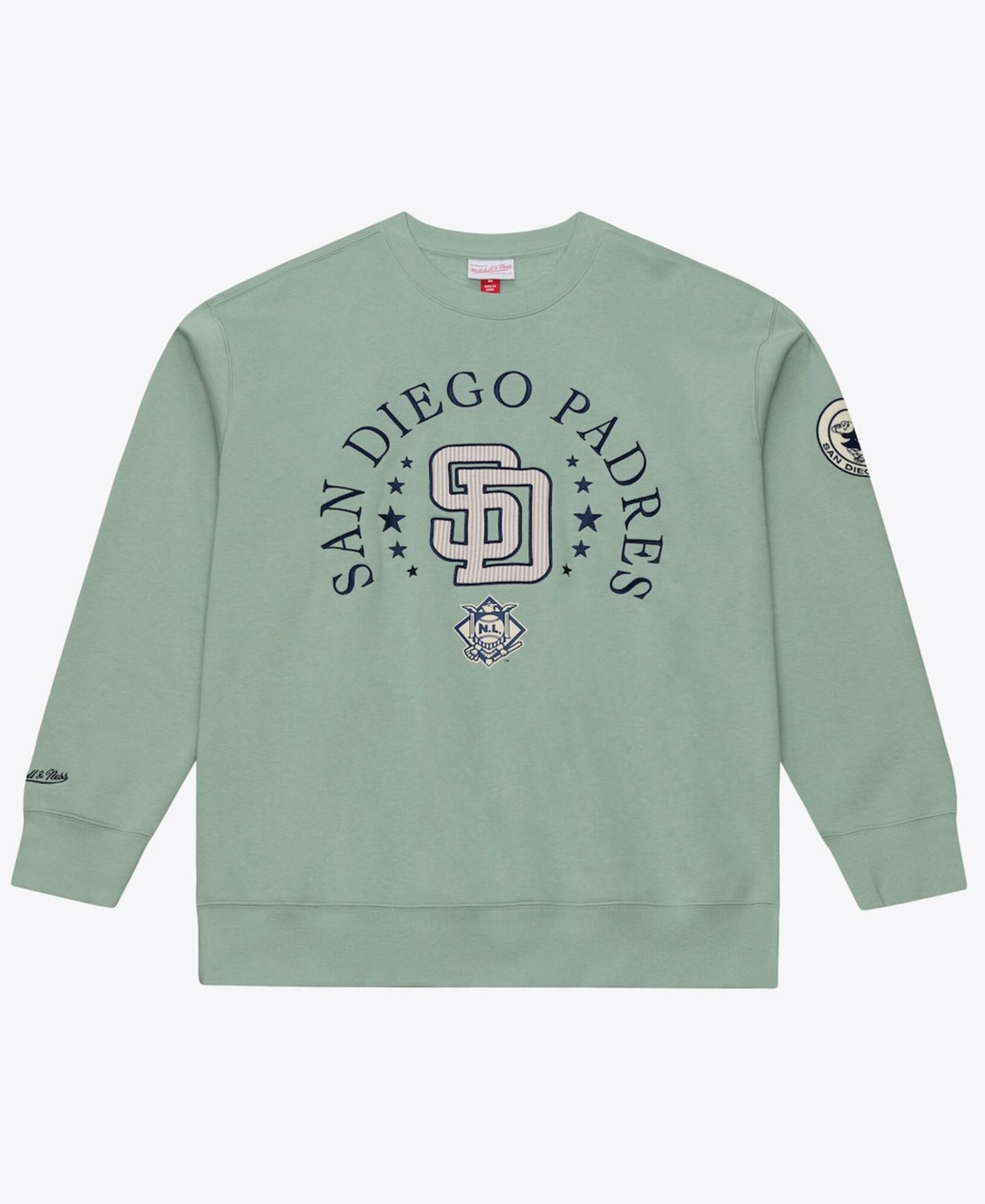 Мужской свитшот Mitchell & Ness Green San Diego Padres Yacht Rock Fleece — фото 1