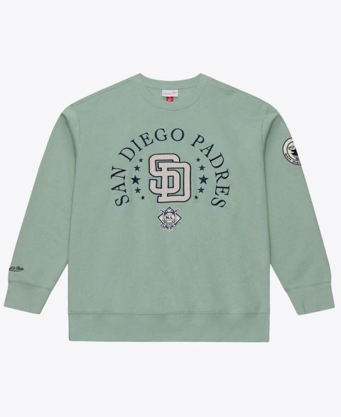 Мужской свитшот Mitchell & Ness Green San Diego Padres Yacht Rock Fleece