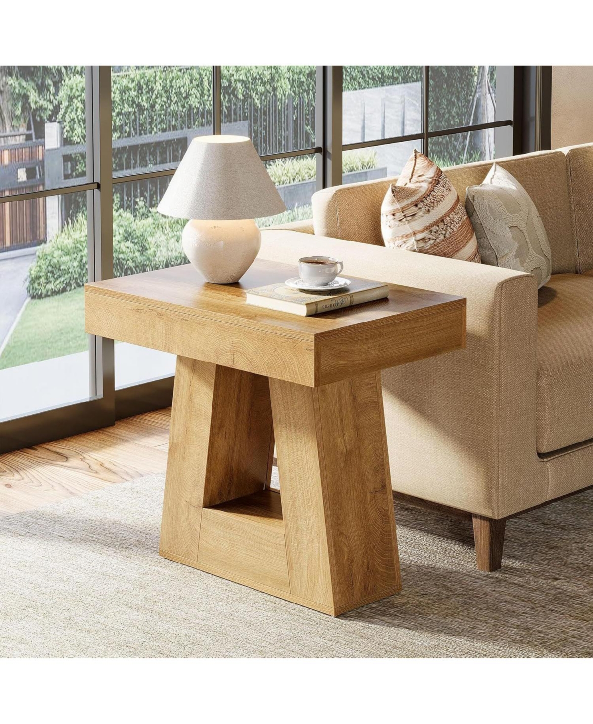 Slickblue 2-Tier Narrow End Table with Trapezoid Base