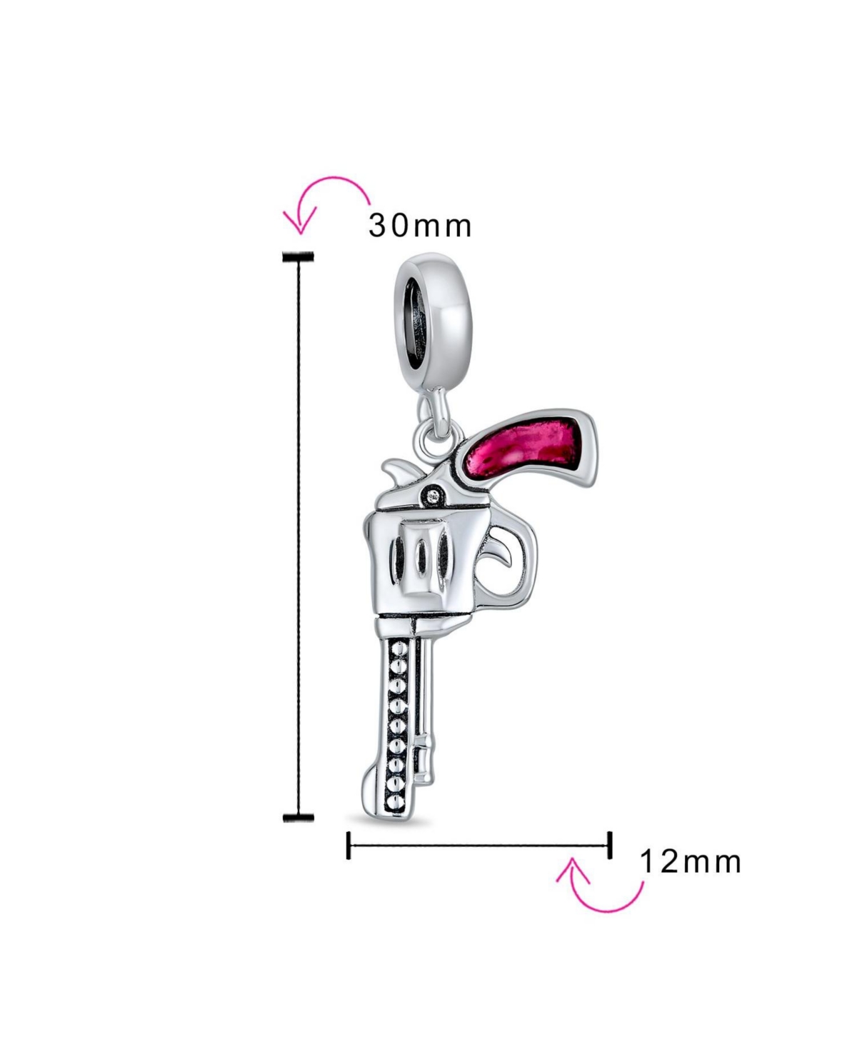 Bling Jewelry Western Dangle Toy-Gun-Charm Bead .925 Sterling Silver for European Bracelet