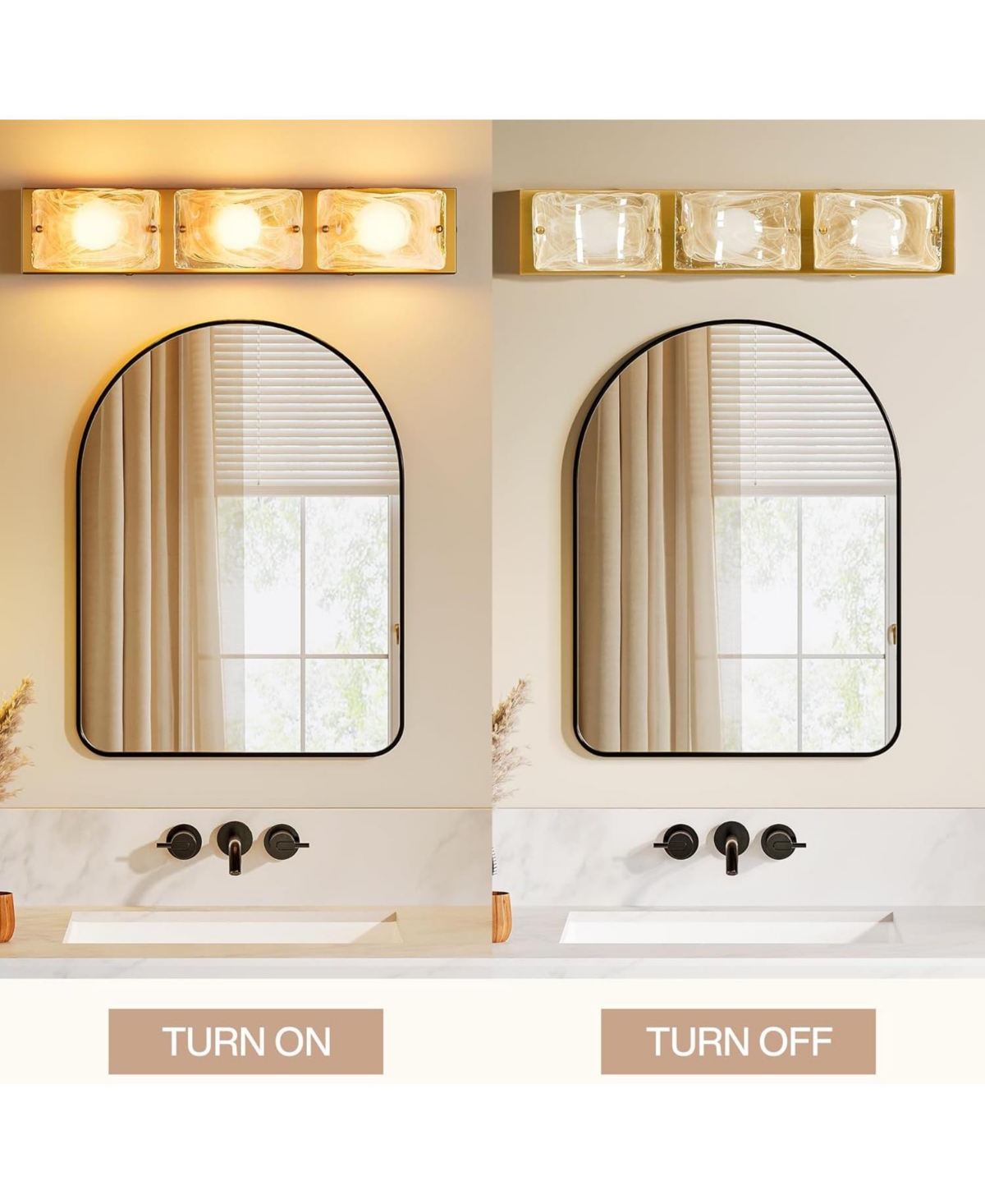 Tribesigns 3-Light Vanity Fixtures, Curved Cloud Glass Lampshades Plate, Modern Bathroom Wall Lighting Fixtures Over Mirror