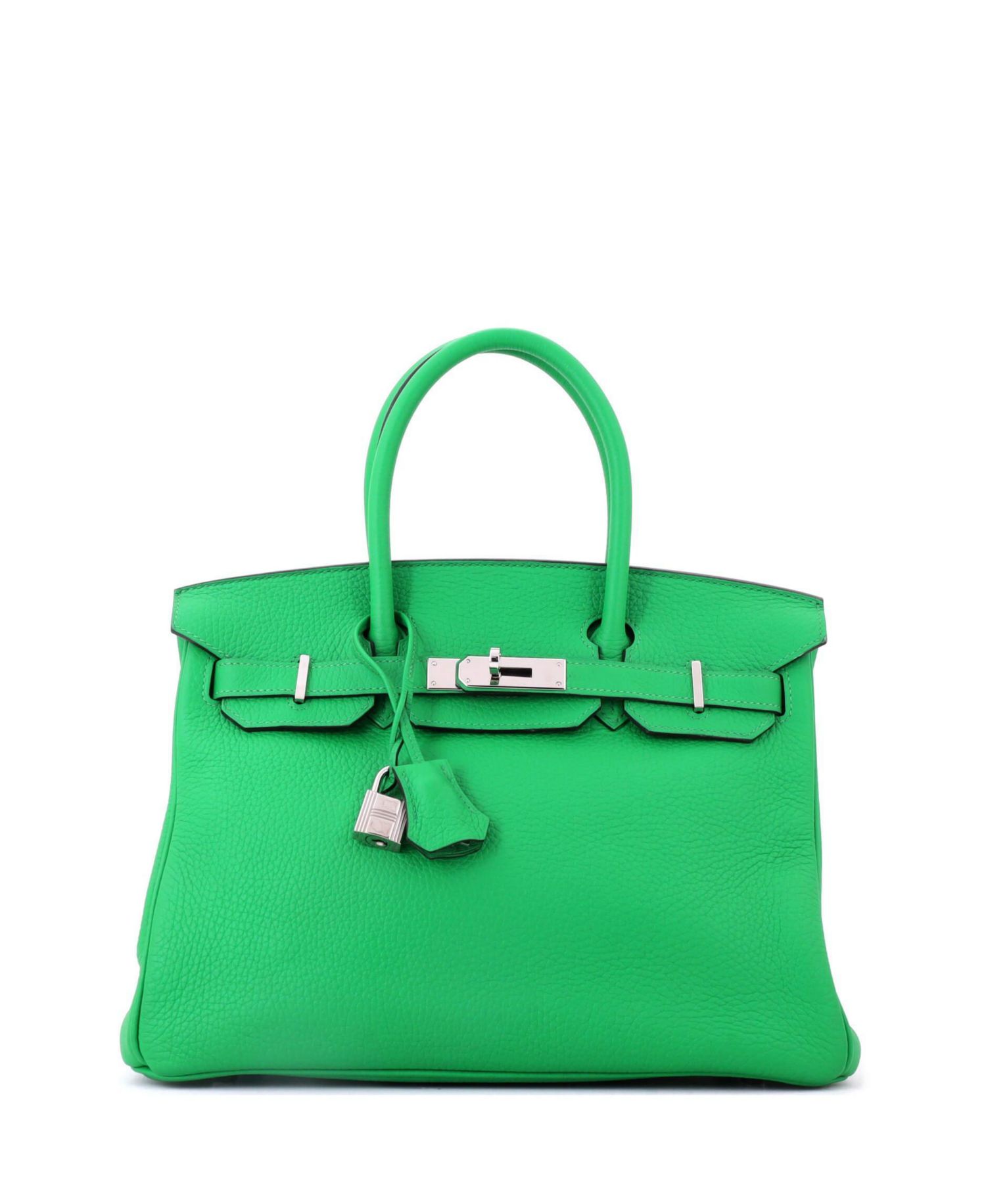 Birkin 30 Handbag Green Clemence with Palladium Hardware