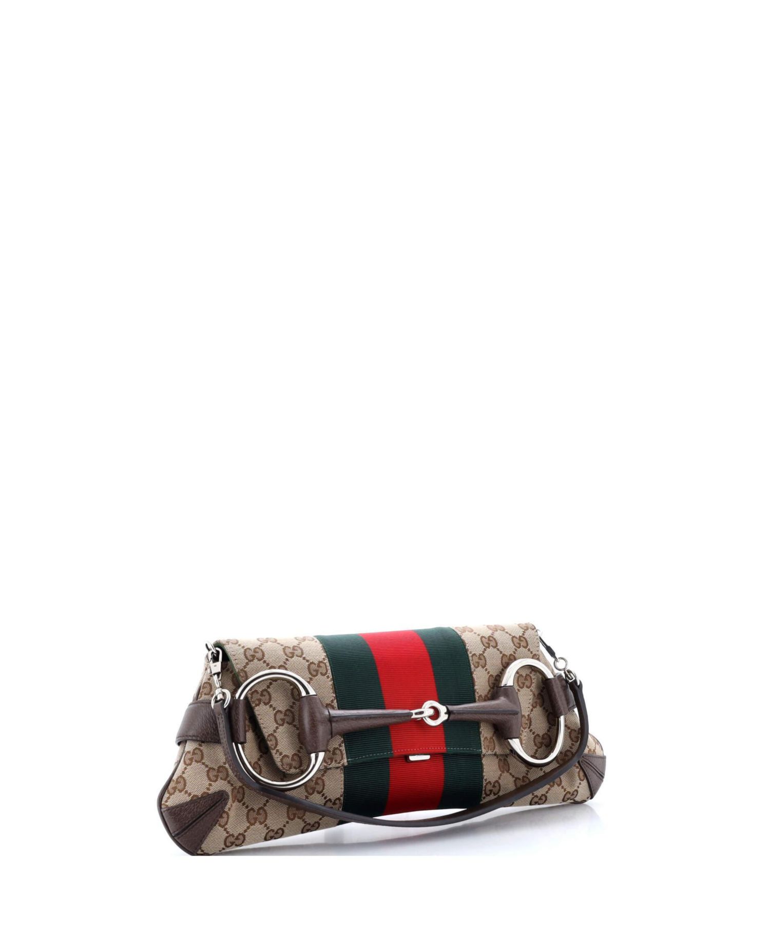 Medium Horsebit NM Web Chain Clutch GG Canvas