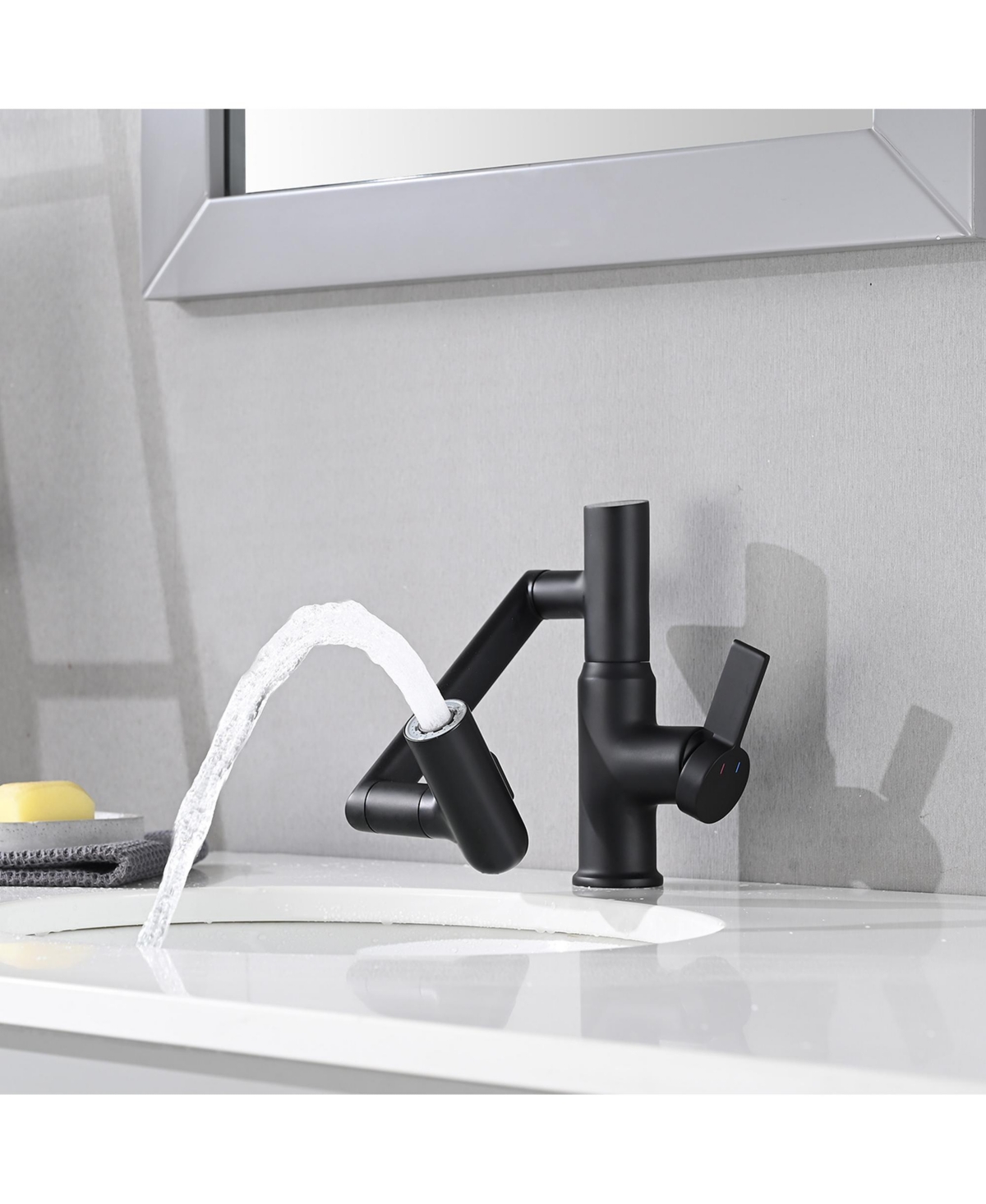 Phying Bathroom Sink Faucet with Spray Function, Temperature Display, Anti-Slip Switch, Hot and Cold Controls, and 360degree(s) Swivel Spout