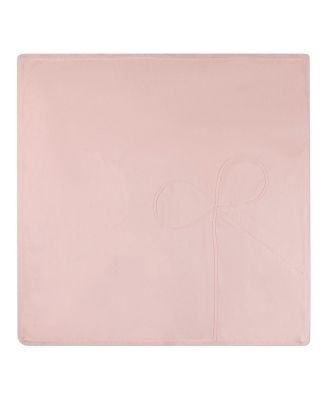 Baby Girls 100% Cotton Fine-Gauge Knit Blanket with Tonal Knit Bow