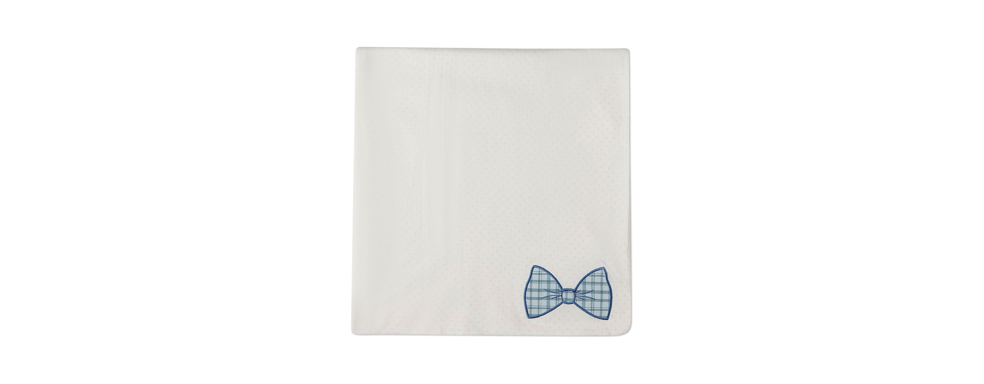MeMoi Baby Boys "Put A Bow On It" 100% Cotton Embroidered Swaddle Blanket