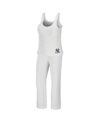 Women's Cream New York Yankees Plus Size Cozy Scoop Neck Tank Top Pants Set