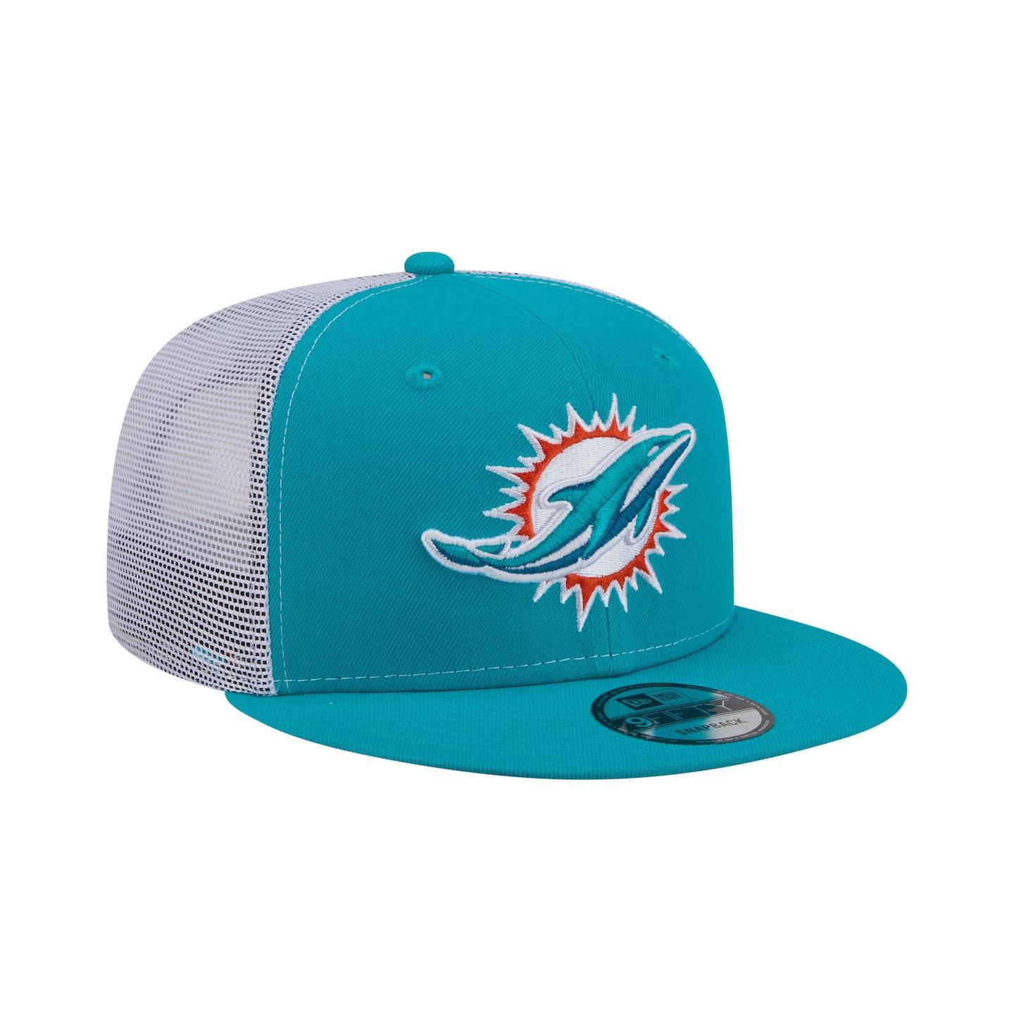 Мужская кепка New Era Aqua Miami Dolphins Core Team 9FIFTY Trucker Snapback Hat — фото 3