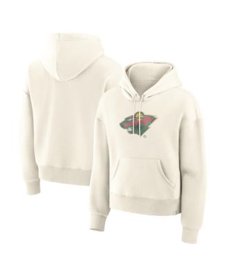 Women's Cream Minnesota Wild Distressed Logo Hoodie