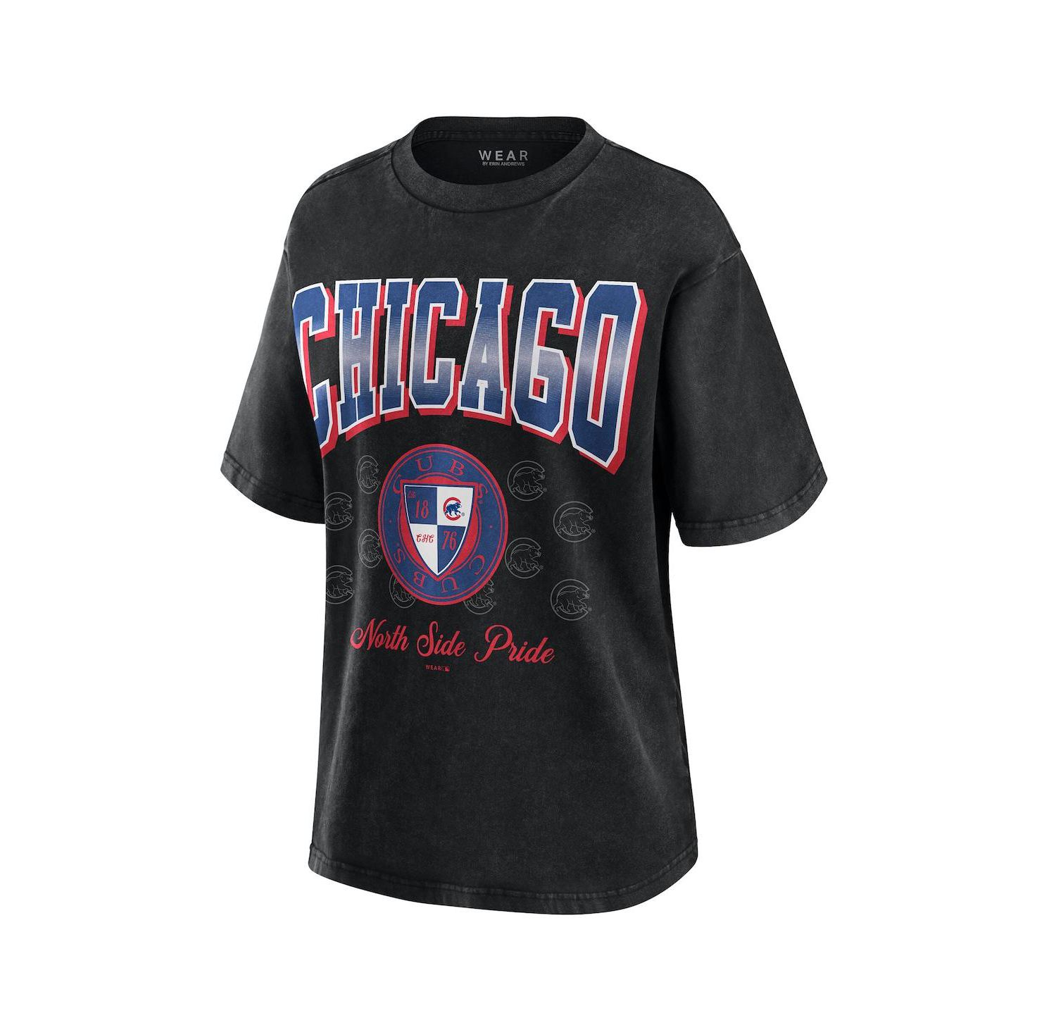 Women's Black Chicago Cubs Oversized Boyfriend T-Shirt