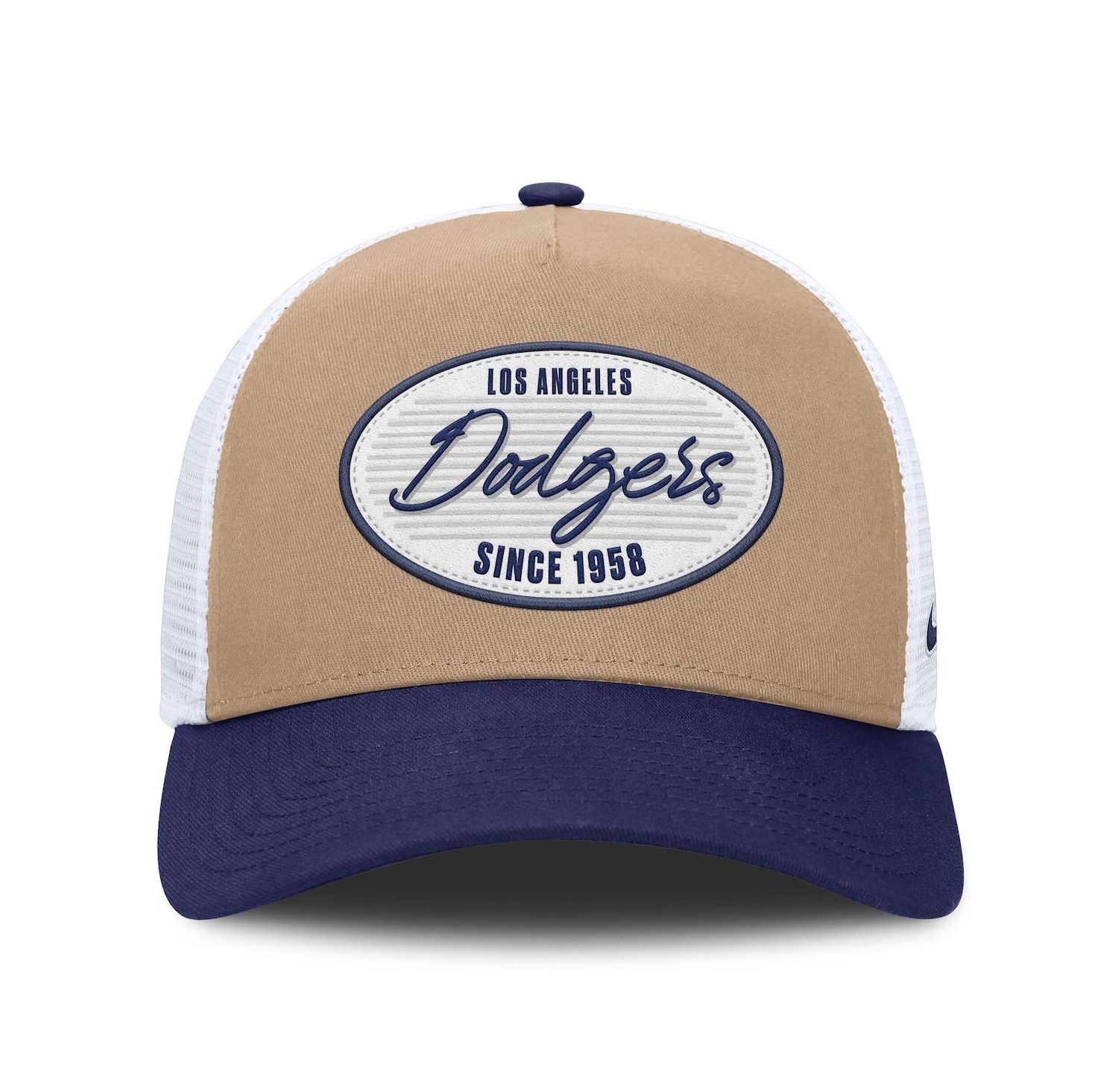 Men's Khaki/Royal Los Angeles Dodgers Rise A-Frame Trucker Adjustable Hat