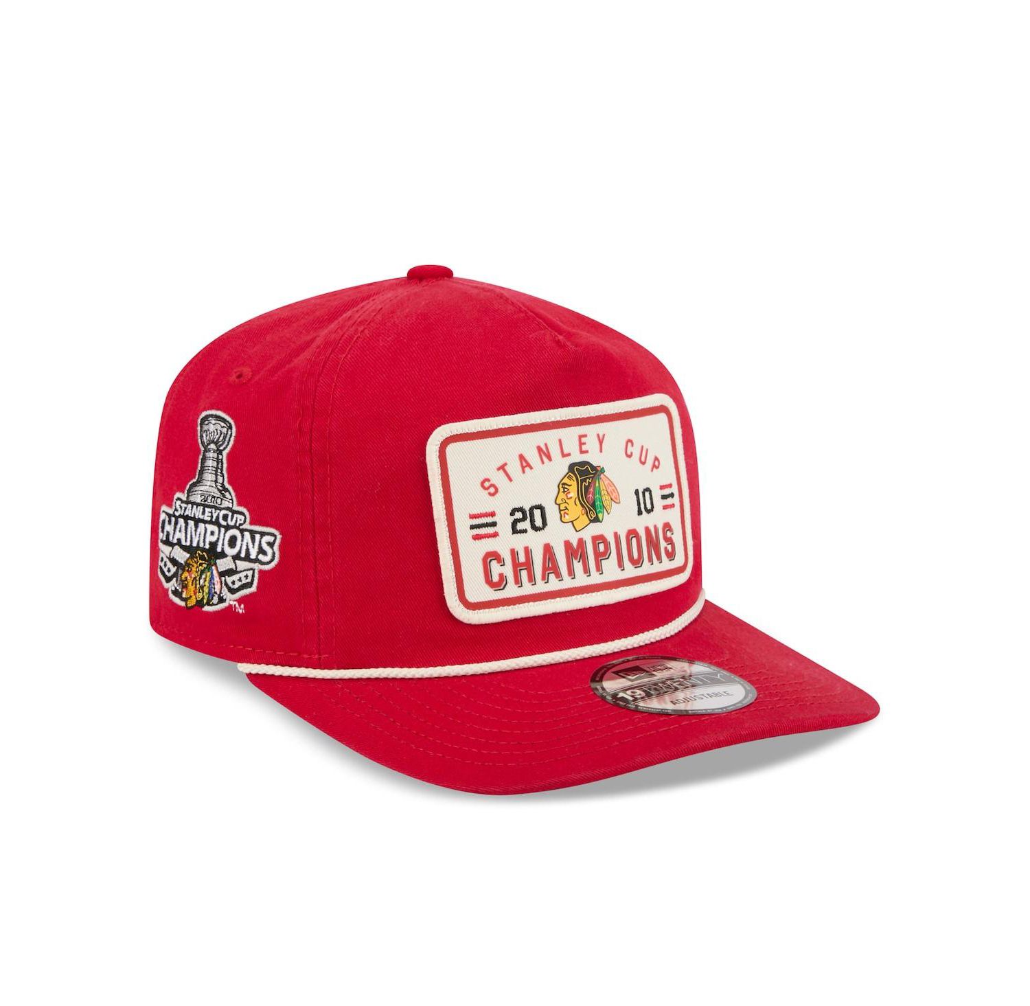 Men's Red Chicago Blackhawks Throwback Stanley Cup Champions Side Patch 19TWENTY Adjustable Hat