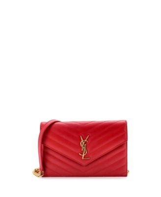 Small Classic Monogram Wallet on Chain Matelasse Chevron Leather