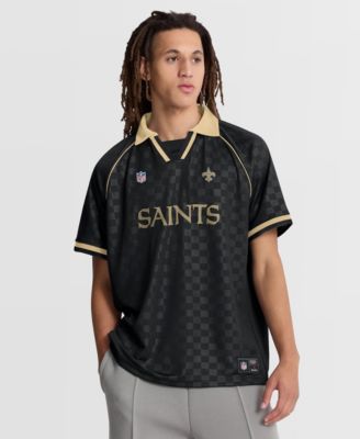 Men's Black/Gold New Orleans Saints Homerun Raglan V-Neck Polo Shirt