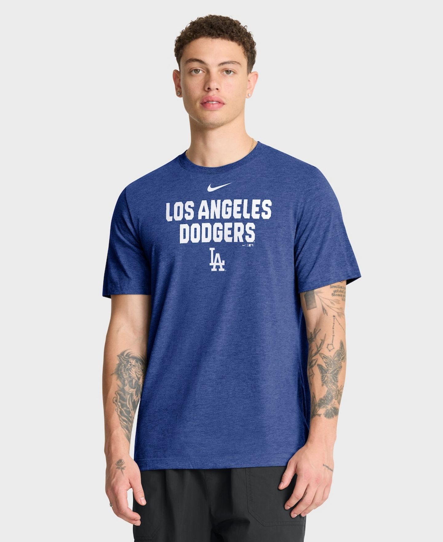 Мужская футболка Nike Heather Royal Los Angeles Dodgers Stacked Tri-Blend — фото 1