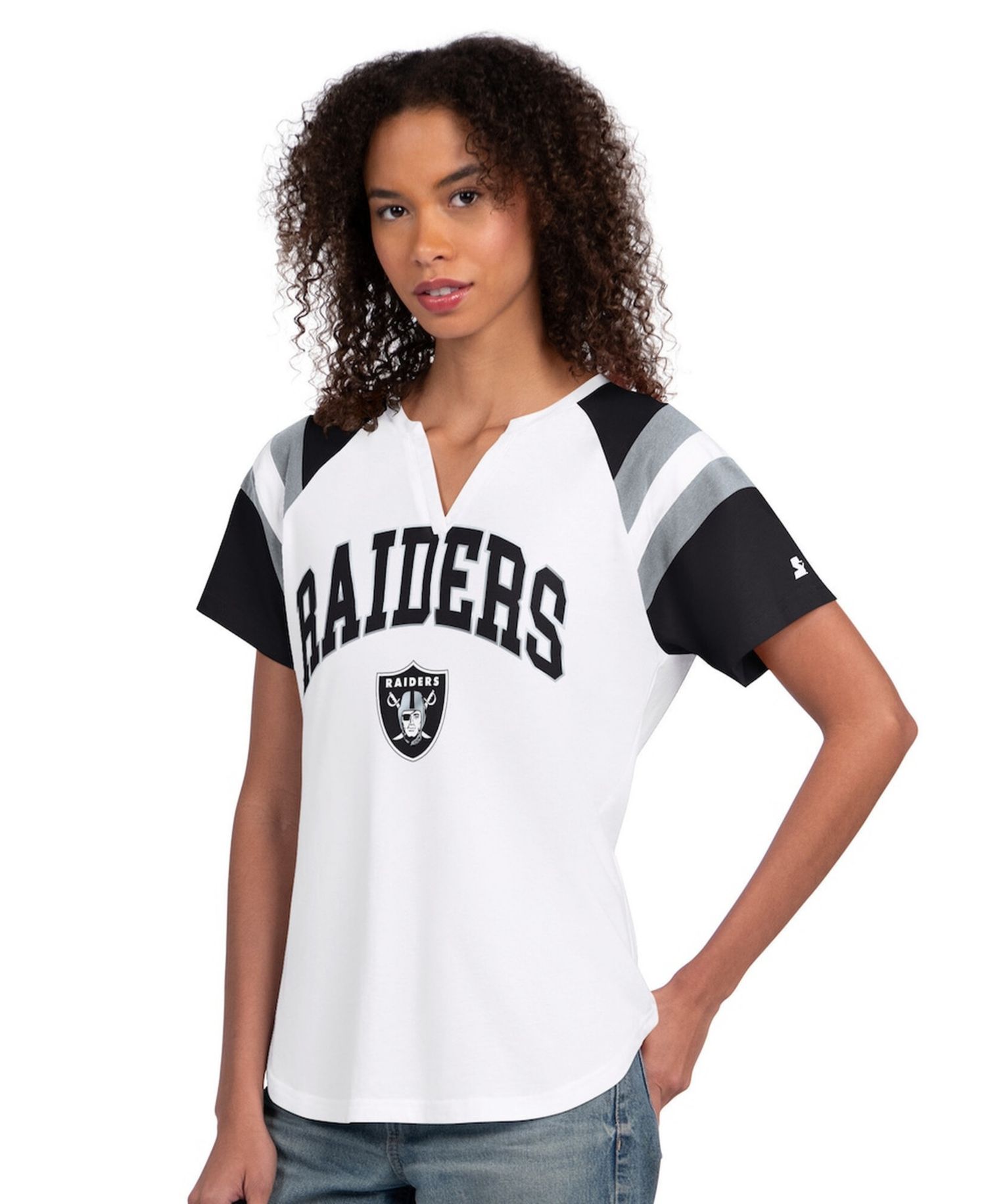 Women's White Las Vegas Raiders Game On Notch Neck T-Shirt