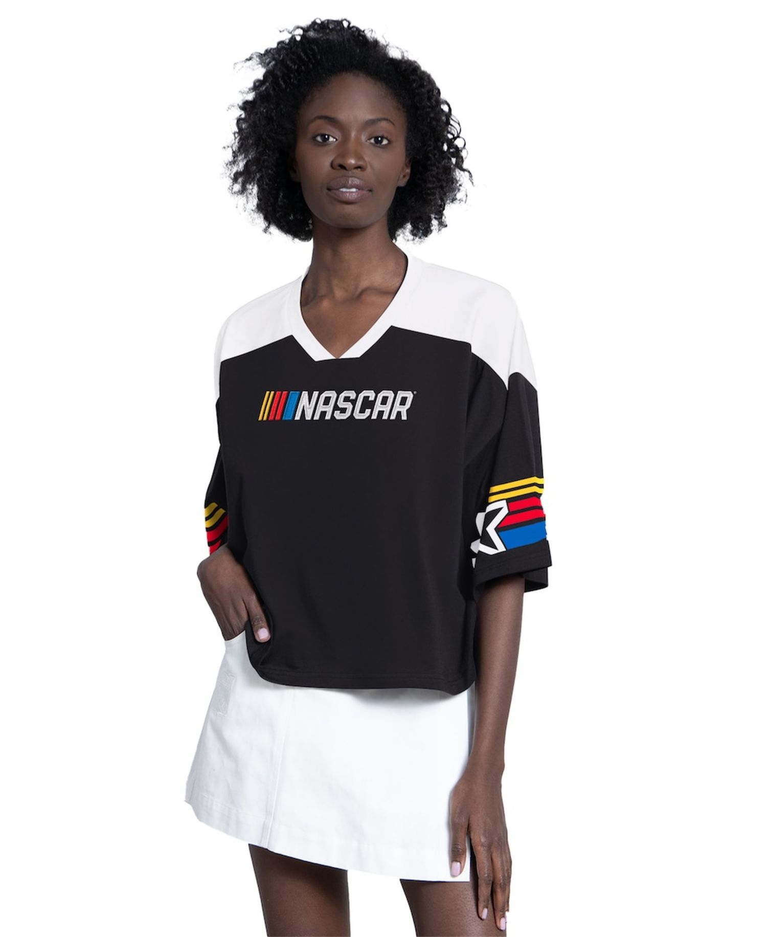 Women's Black NASCAR Dream Team V-Neck Fashion Top