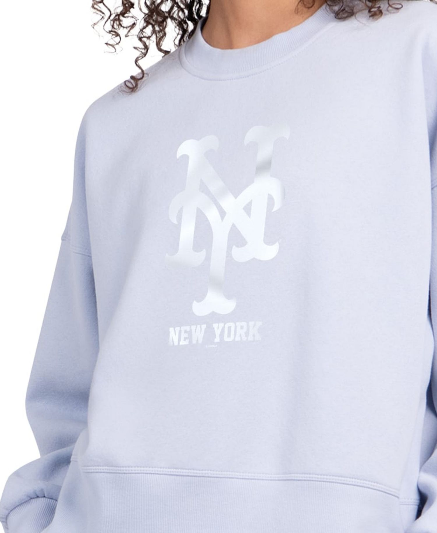 Women's Light Blue New York Mets Pastels Boxy Fleece Sweatshirt