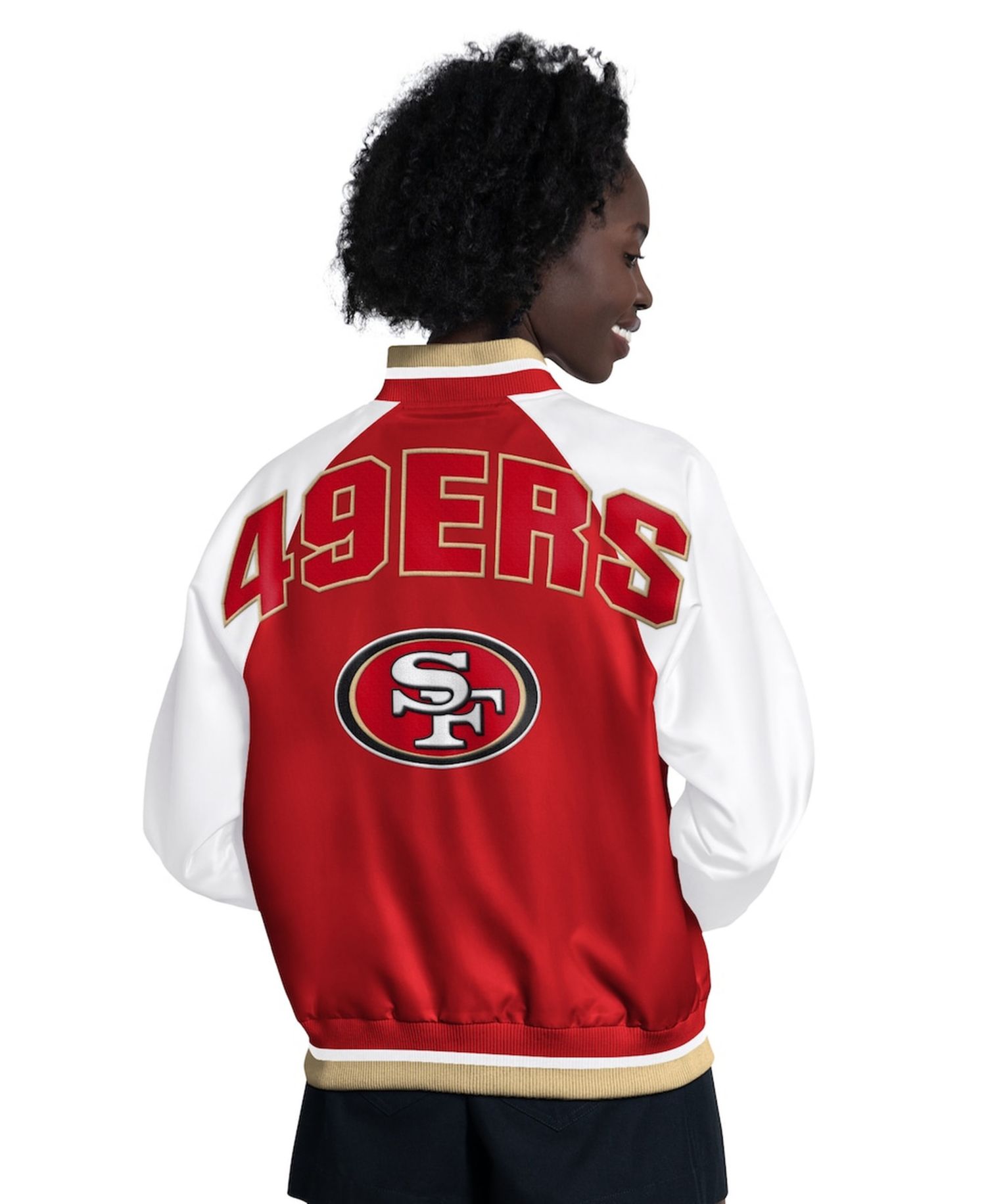Women's Scarlet/White San Francisco 49ers Raglan Blitz Full-Snap Varsity Jacket
