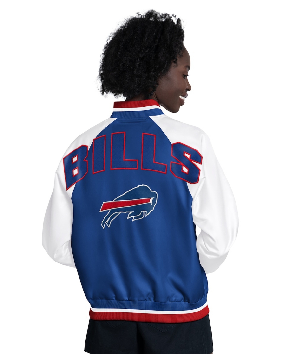 Starter Women's Royal/White Buffalo Bills Raglan Blitz Full-Snap Varsity Jacket