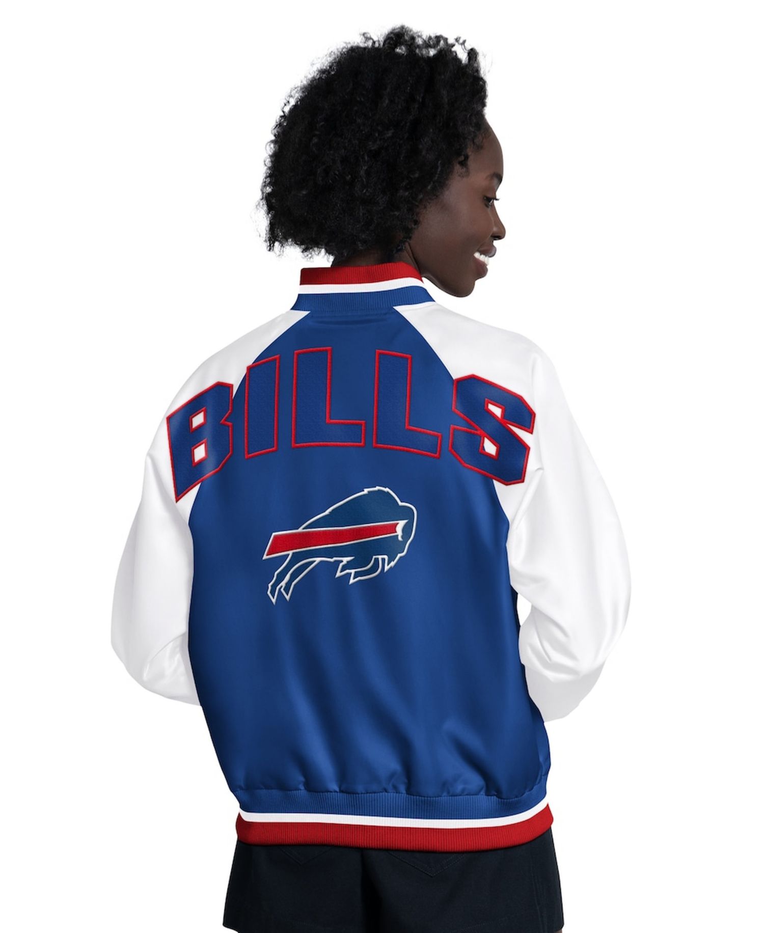 Women's Royal/White Buffalo Bills Raglan Blitz Full-Snap Varsity Jacket