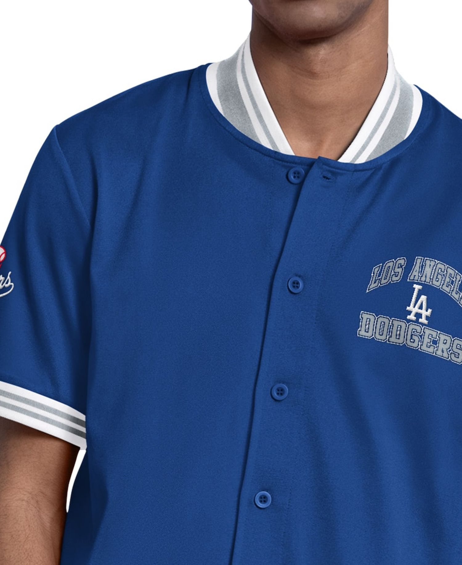 Men's Royal Los Angeles Dodgers Button-Up Short Sleeve Jacket