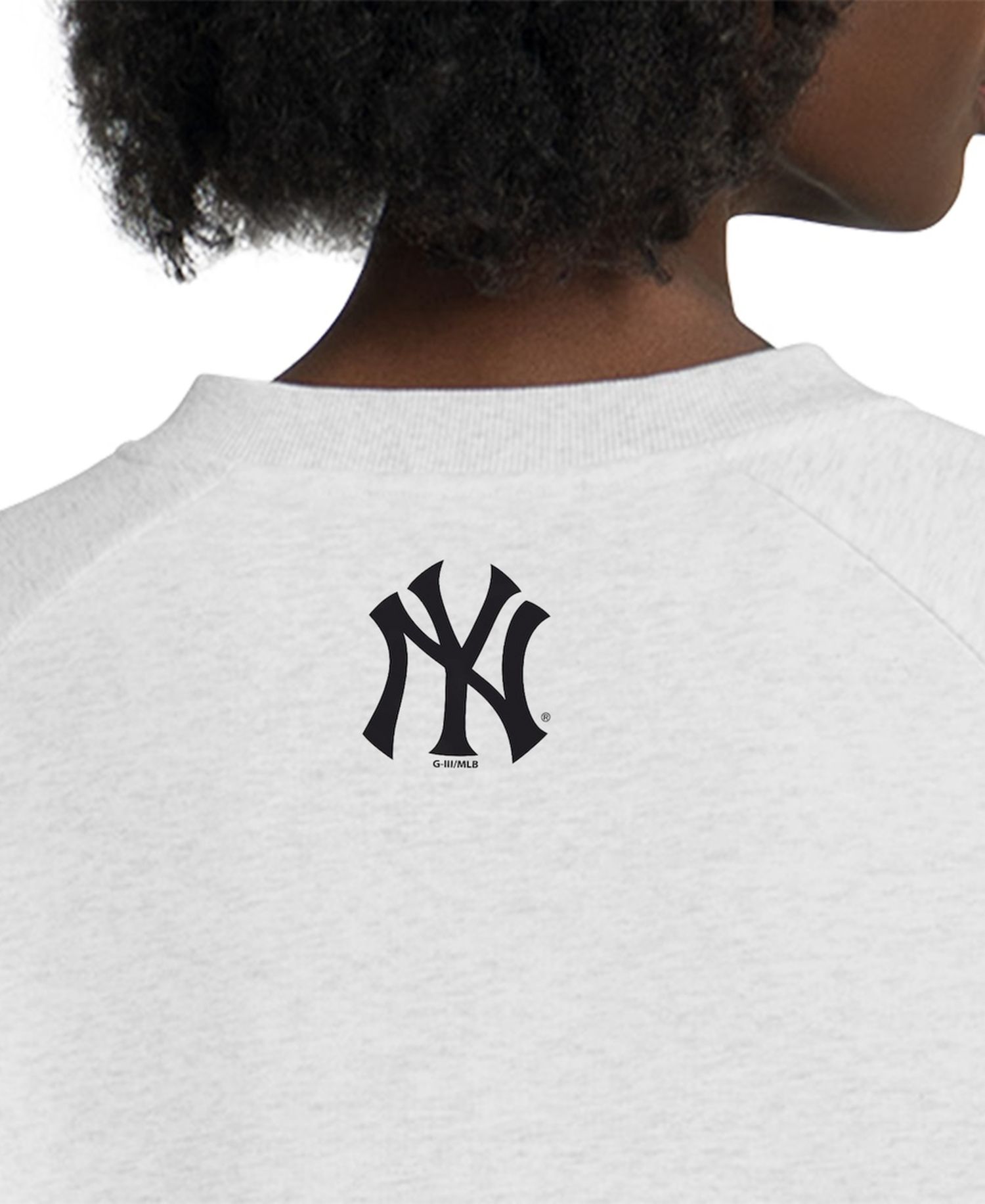 Women's Gray New York Yankees Show Up Fashion Cropped V-Neck Sweatshirt