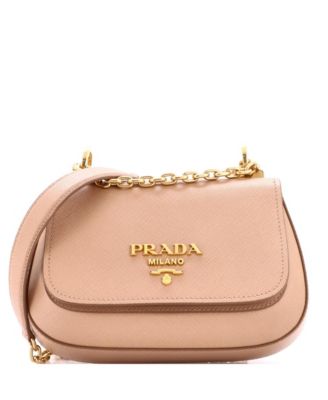 Small Round Chain Flap Crossbody Bag Saffiano Leather