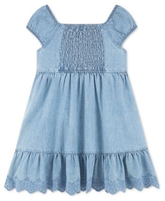 denim dress abercrombie kids Girls' 5-16 Smocked - Light Pastle Blue Long denim Variations ::L120 with side table + mirror + acrylic chair filter-neckline:Cowl BARDOT Adaline Printed Midi Features a scoop neckline