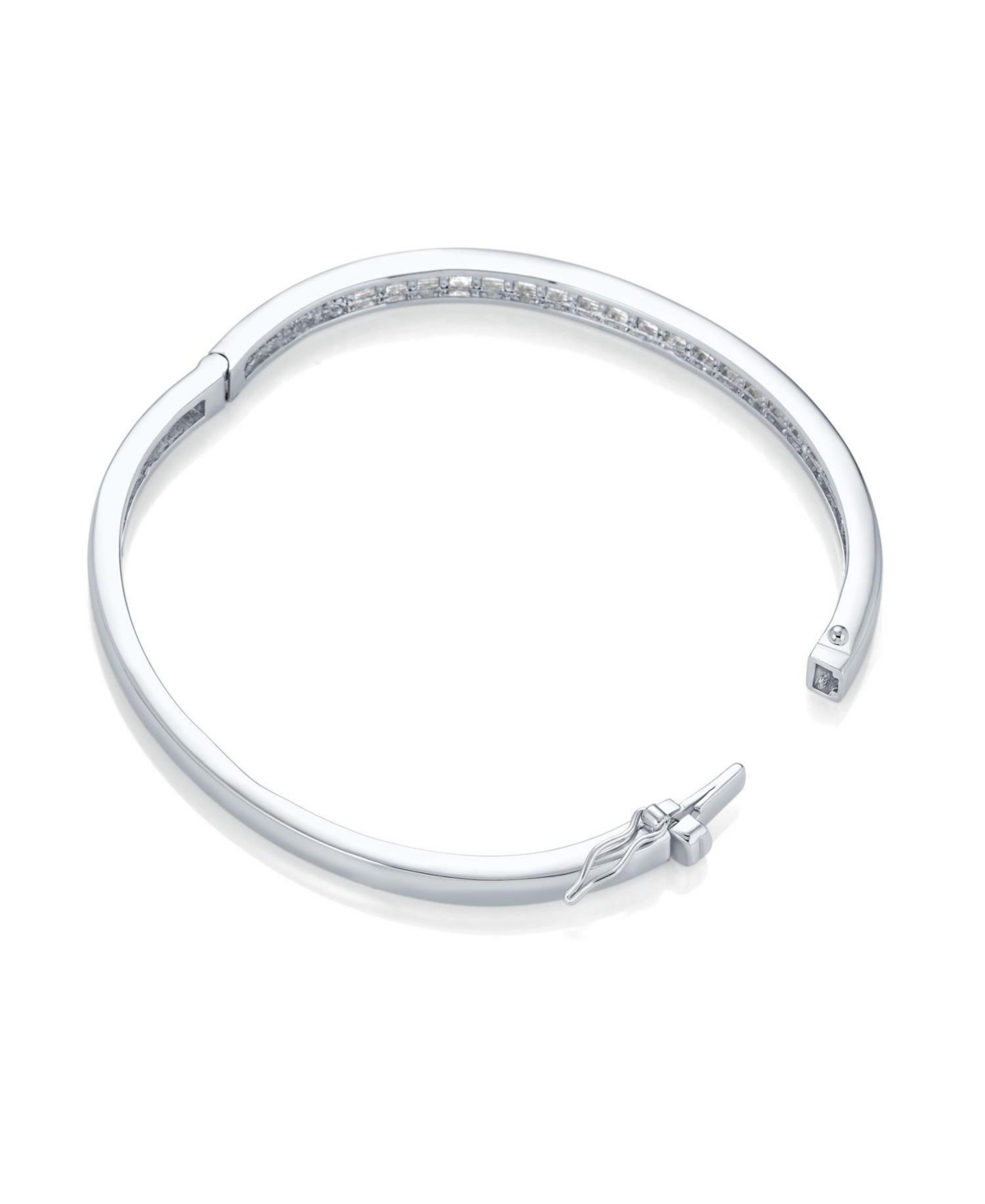 Bling Jewelry Cubic Zirconia Channel Set Princess Cut Cz Eternity Tennis Stackable Bangle Bracelet Fits 7-7.5 inch