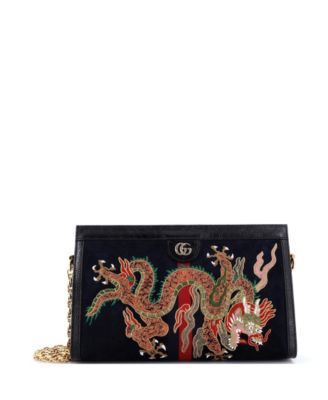Medium Ophidia Chain Shoulder Bag Embroidered Suede