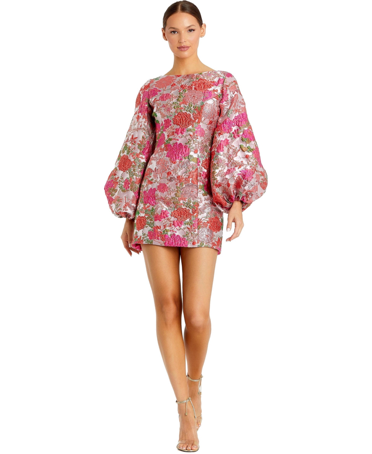 Mac Duggal Women's Floral Brocade Balloon Sleeve Mini Dress - Pink multi